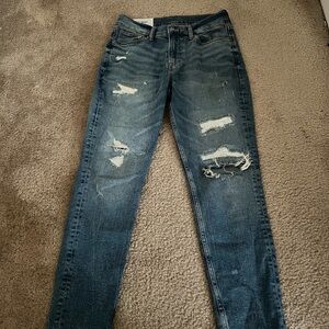 H&M Men's Distressed Skinny Jeans - Dark Blue
